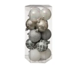FEERIC LIGHTS AND CHRISTMAS Guirlande Et Boule De Sapin^ Déco De Sapin Lot De 15 Boules De Noël D 5 Cm - Argente Et Taupe