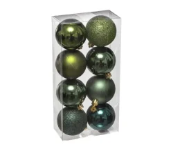 FEERIC LIGHTS AND CHRISTMAS Guirlande Et Boule De Sapin^ Déco De Sapin Lot De 8 Boules De Noël D 7 Cm - Vert Olive Et Kaki