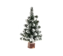 FEERIC LIGHTS AND CHRISTMAS Sapin Et Accessoire^ Déco De Noël Sapin De Table Artificiel Floque Blanc Sur Socle En Bois H 25 Cm