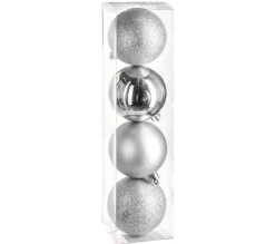 FEERIC LIGHTS AND CHRISTMAS Guirlande Et Boule De Sapin^ Kit Décoration Pour Sapin De Noël - 4 Pieces - Argent