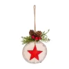 FEERIC LIGHTS AND CHRISTMAS Guirlande Et Boule De Sapin^ Sujet De Noël A Suspendre Rondin De Bois 9 Cm Avec Branche Baie