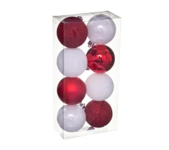 FEERIC LIGHTS AND CHRISTMAS Guirlande Et Boule De Sapin^ Déco De Sapin Lot De 8 Boules De Noël D 7 Cm - Blanc Et Rouge