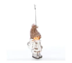 FEERIC LIGHTS AND CHRISTMAS Guirlande Et Boule De Sapin^ Sujet De Noël A Suspendre Enfant En Ceramique H 10 Cm