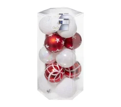 FEERIC LIGHTS AND CHRISTMAS Guirlande Et Boule De Sapin^ Déco De Sapin Lot De 15 Boules De Noël D 5 Cm - Rouge Et Blanc