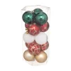 FEERIC LIGHTS AND CHRISTMAS Guirlande Et Boule De Sapin^ Déco De Sapin Lot De 15 Boules De Noël D 5 Cm - Vert Rouge Et Or