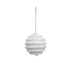 FEERIC LIGHTS AND CHRISTMAS Guirlande Et Boule De Sapin^ Déco De Sapin Lot De 4 Boules De Noël D 8 Cm Effet Maille - Blanc
