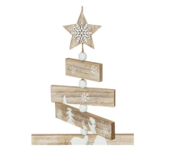 FEERIC LIGHTS AND CHRISTMAS Guirlande Et Boule De Sapin^ Déco De Noël En Bois Imprime Avec Clochette H 45 Cm