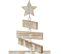 FEERIC LIGHTS AND CHRISTMAS Guirlande Et Boule De Sapin^ Déco De Noël En Bois Imprime Avec Clochette H 45 Cm