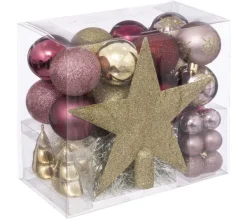 FEERIC LIGHTS AND CHRISTMAS Guirlande Et Boule De Sapin^ Coffrets Décoration Sapin De Noël 44 Pieces - Rose Et Dore