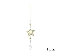 FEERIC LIGHTS AND CHRISTMAS Guirlande Et Boule De Sapin^ Sujet De Noël A Suspendre Lot De 3 Formes En Metal Ajoure H 24 Cm