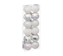 FEERIC LIGHTS AND CHRISTMAS Guirlande Et Boule De Sapin^ Déco De Sapin Lot De 12 Boules De Noël D 4 Cm - Argent Et Blanc