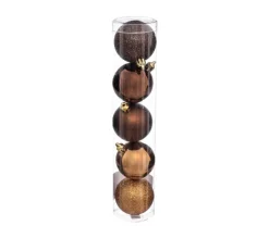 FEERIC LIGHTS AND CHRISTMAS Guirlande Et Boule De Sapin^ Déco De Sapin Lot De 5 Boules De Noël D 5 Cm - Bronze