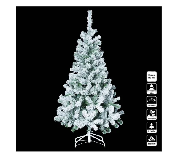 FEERIC LIGHTS AND CHRISTMAS Sapin Et Accessoire^ Sapin De Noël Artificiel Vert Floque Enneige H 150 Cm