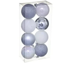 FEERIC LIGHTS AND CHRISTMAS Guirlande Et Boule De Sapin^ Kit De Décorations Pour Sapin De Noël - 8 Pieces - Argent Et Blanc
