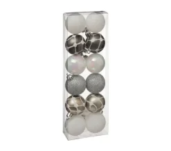 FEERIC LIGHTS AND CHRISTMAS Guirlande Et Boule De Sapin^ Déco De Sapin Lot De 12 Boules De Noël D 4 Cm - Dore Et Argente