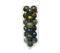 FEERIC LIGHTS AND CHRISTMAS Guirlande Et Boule De Sapin^ Déco De Sapin Lot De 18 Boules De Noël D 3 Cm - Vert Olive Et Kaki