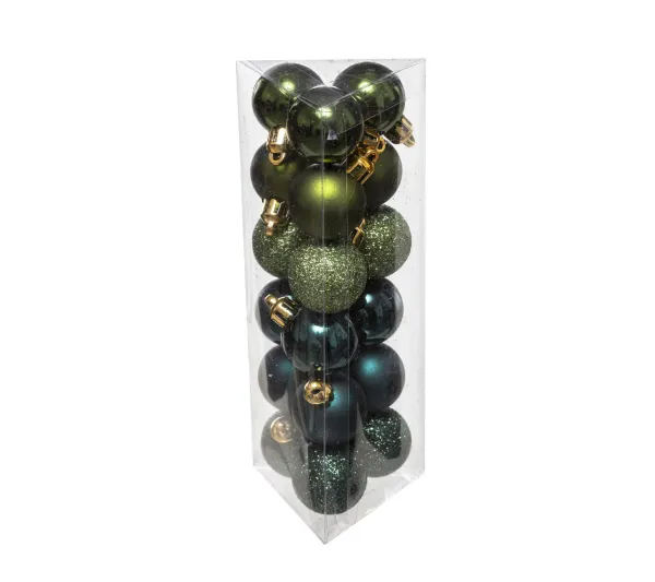 FEERIC LIGHTS AND CHRISTMAS Guirlande Et Boule De Sapin^ Déco De Sapin Lot De 18 Boules De Noël D 3 Cm - Vert Olive Et Kaki