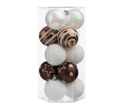 FEERIC LIGHTS AND CHRISTMAS Guirlande Et Boule De Sapin^ Déco De Sapin Lot De 15 Boules De Noël D 5 Cm - Blanc Et Cafe