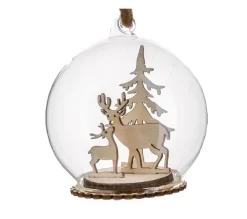 FEERIC LIGHTS AND CHRISTMAS Guirlande Et Boule De Sapin^ Décoration De Sapin Boule De Noël En Verre Déco Bois Insere D 8 Cm A L'Oree Des Bois