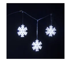 Hot FEERIC LIGHTS AND CHRISTMAS Déco Lumineuse De Noël Rideau Scintillant Exterieur 3 Flocons 147 Blanc Froid
