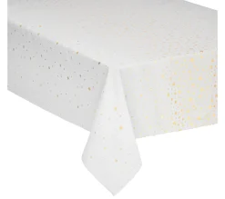 Outlet FEERIC LIGHTS AND CHRISTMAS Nappe En Coton Blanc Et Etoiles Dorees 140 X 360 Cm