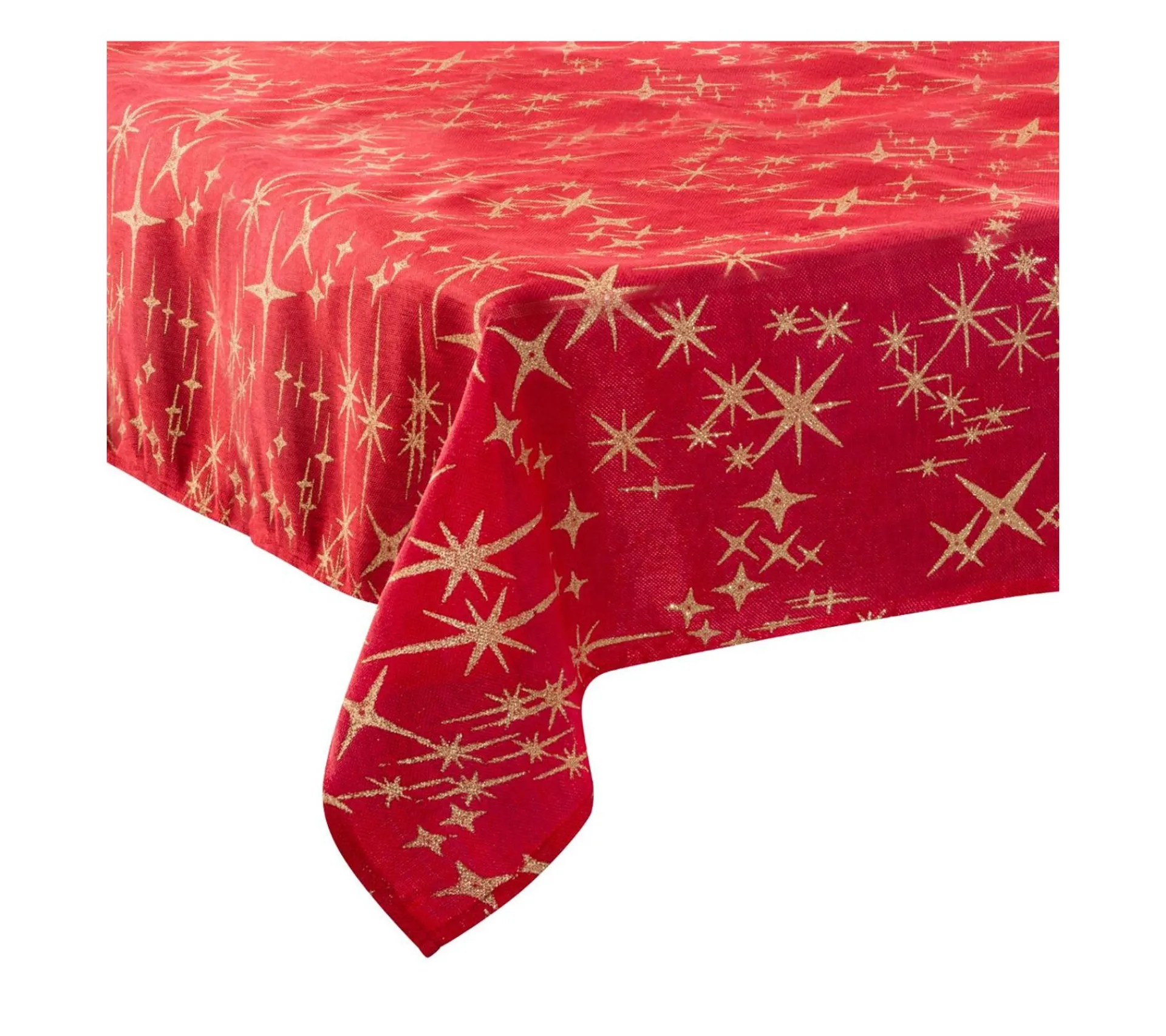 Flash Sale FEERIC LIGHTS AND CHRISTMAS Nappe Canevas Rouge Et Etoiles Pailletees 140 X 360 Cm