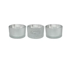Store FEERIC LIGHTS AND CHRISTMAS Lot De 3 Bougeoirs Photophores En Verre Décore D 5 Cm