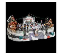 Clearance FEERIC LIGHTS AND CHRISTMAS Village De Noël Lumineux, Anime Et Musical Patinoire Avec 10 Santons