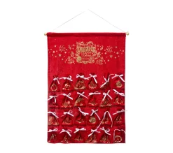 Online FEERIC LIGHTS AND CHRISTMAS Déco De Noël Calendrier De L'Avent En Tissu Rouge Avec 24 Pochons H 65 Cm
