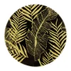 Shop FEERIC LIGHTS AND CHRISTMAS Photophore Support A Bougie Plaque En Verre Noir Et Or Imprime Jungle D 30 Cm