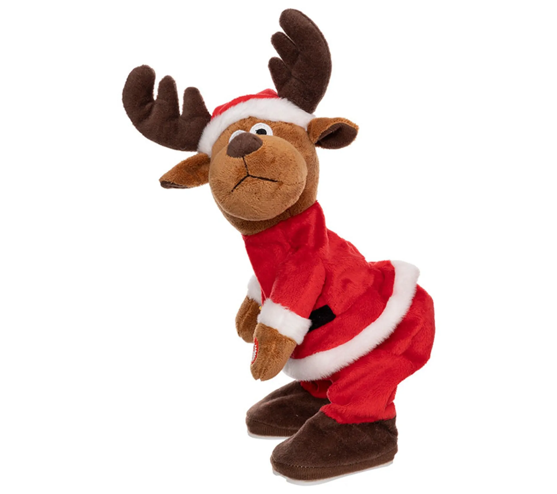 Clearance FEERIC LIGHTS AND CHRISTMAS Peluche Renne De Noël Qui Danse Anime Musical - Rouge