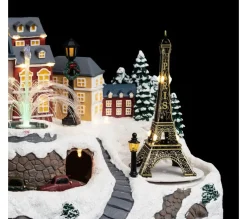 Shop FEERIC LIGHTS AND CHRISTMAS Village De Noël Lumineux Et Anime Fontaine Et Tour Eiffel