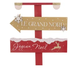 Shop FEERIC LIGHTS AND CHRISTMAS Déco De Noël Pancarte En Bois Avec Casse Noisette Rouge Et Dore H 120 Cm