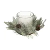 Flash Sale FEERIC LIGHTS AND CHRISTMAS Bougie Blanche Parfumee Centre De Table Pot En Verre Avec Déco Feuillage 210 G