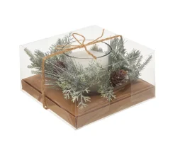 Flash Sale FEERIC LIGHTS AND CHRISTMAS Bougie Blanche Parfumee Centre De Table Pot En Verre Avec Déco Feuillage 210 G