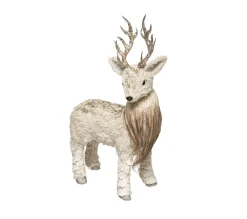 Shop FEERIC LIGHTS AND CHRISTMAS Déco De Noël Renne Avec Bois Et Fourrure Pailletes H 49 Cm