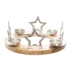 Store FEERIC LIGHTS AND CHRISTMAS Photophore De Noël Design Bois Rond Terre Sauvage - Argent