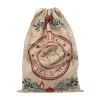 Hot FEERIC LIGHTS AND CHRISTMAS Grande Hotte Beige Ficelle Imprimee Poinsettia 50 X 70 Cm