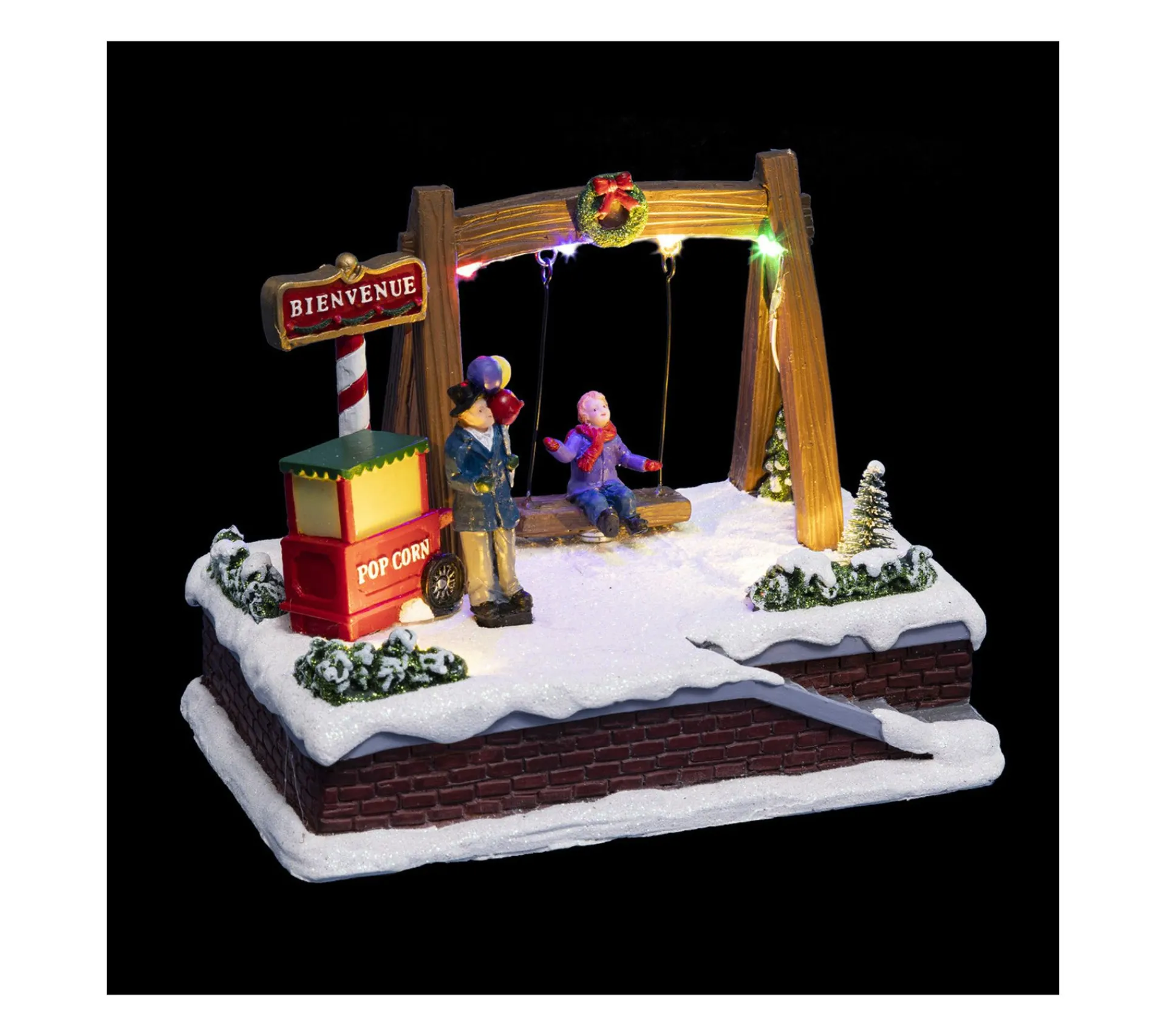Online FEERIC LIGHTS AND CHRISTMAS Village De Noël Lumineux Et Anime Balancoire Et Pop Corn