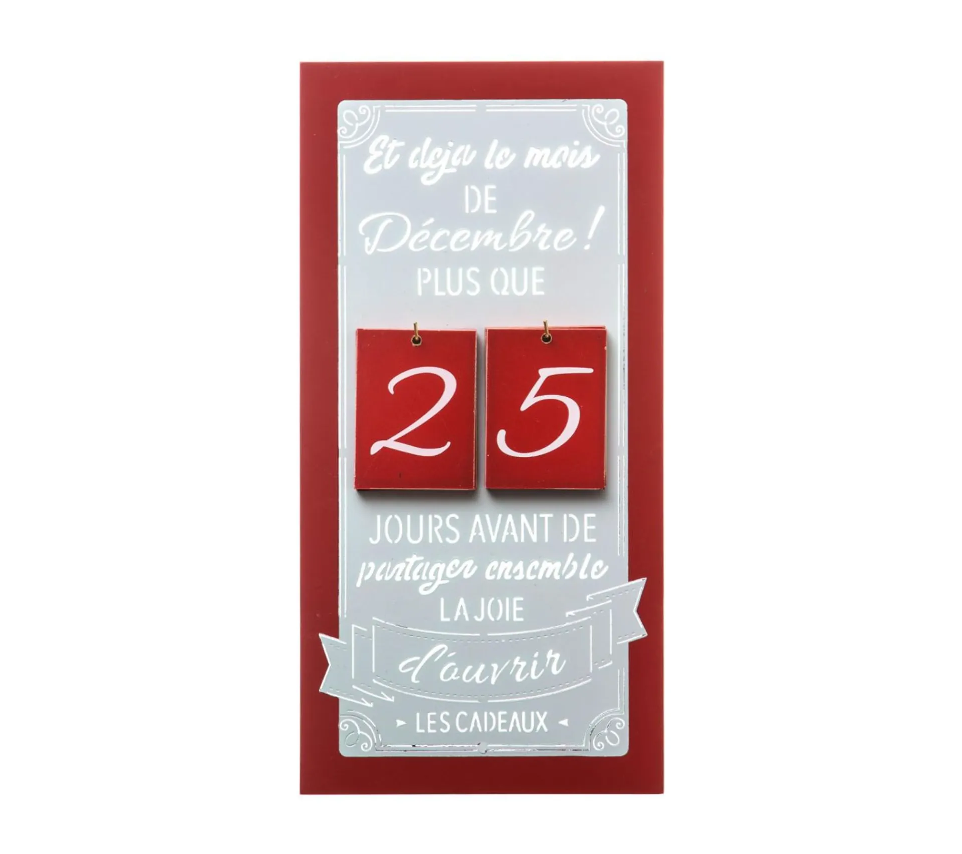 Best Sale FEERIC LIGHTS AND CHRISTMAS Décoration En Bois Tableau Pancarte Calendrier De L'Avent H 40 Cm Comptoir De Noël