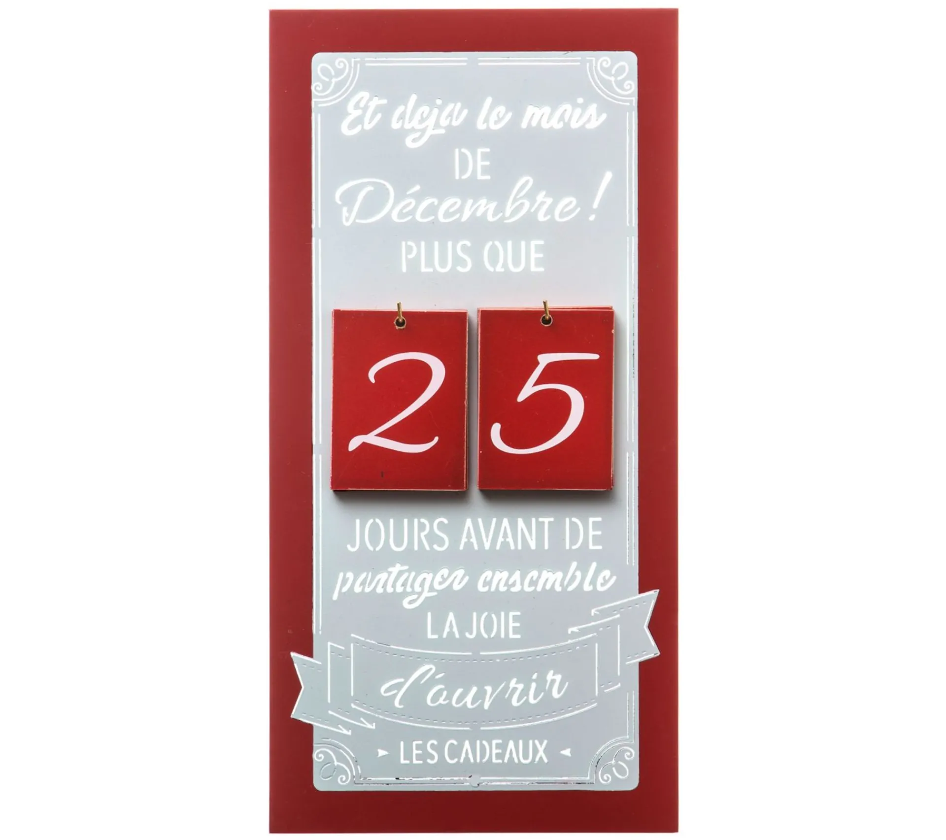 Best Sale FEERIC LIGHTS AND CHRISTMAS Décoration En Bois Tableau Pancarte Calendrier De L'Avent H 40 Cm Comptoir De Noël