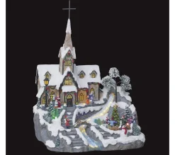 Fashion FEERIC LIGHTS AND CHRISTMAS Village De Noël Anime Et Lumineux Eglise - Gris