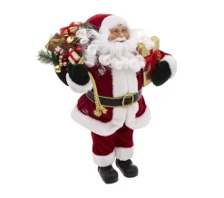 Best FEERIC LIGHTS AND CHRISTMAS Pere Noël Traditionnel En Velours Rouge Et Fourrure Blanche H 45 Cm