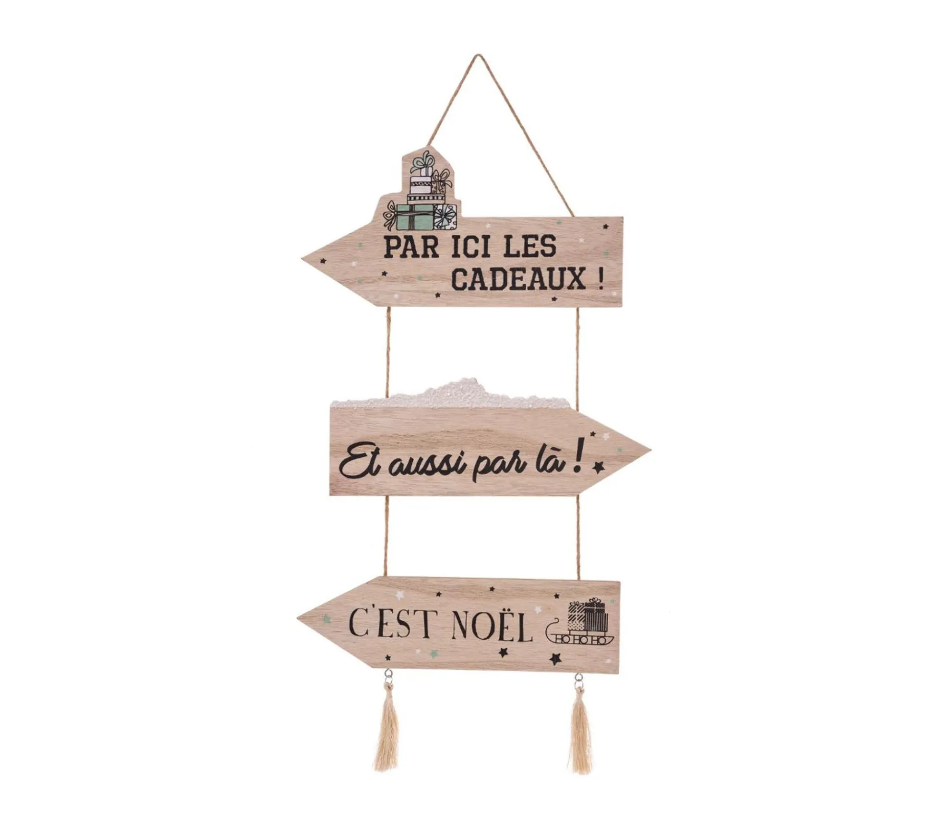 Shop FEERIC LIGHTS AND CHRISTMAS Déco De Noël Pancarte En Bois A Suspendre H 50 Cm