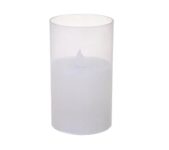Store FEERIC LIGHTS AND CHRISTMAS Bougie Lumineuse En Verre A Led Flamme Vacillante Blanc Chaud H 7.5 Cm