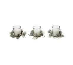 Shop FEERIC LIGHTS AND CHRISTMAS Lot De 3 Bougies Centre De Table Blanc Avec Feuilles 180 G