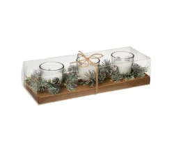 Shop FEERIC LIGHTS AND CHRISTMAS Lot De 3 Bougies Centre De Table Blanc Avec Feuilles 180 G
