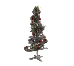 Outlet FEERIC LIGHTS AND CHRISTMAS Sapin En Bois Décore Avec Branches, Boules Et Pommes De Pin H 55 Cm