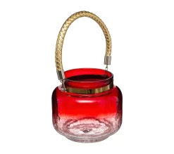 Cheap FEERIC LIGHTS AND CHRISTMAS Bougeoir Photophore Lanterne En Verre Craquele Rouge