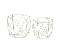 Cheap FEERIC LIGHTS AND CHRISTMAS Set De 2 Contenants En Metal Filaire Or Metallise Collection Lodge